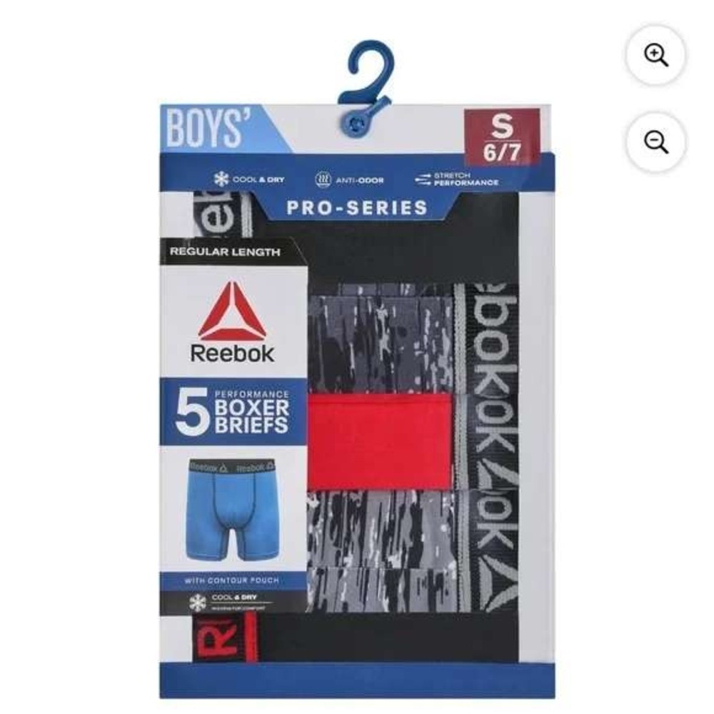Reebok Boys' Boxer Briefs - Black, Gray, and Red Size Small